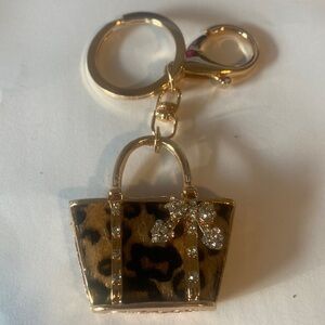 Boutique Animal Print Rhinestone Handbag Bag Charm or Key Chain New